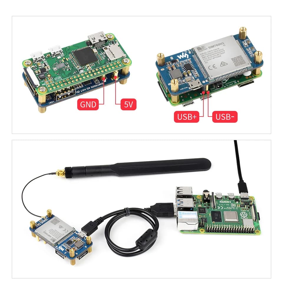SIM7600G-H 4G HAT connection example